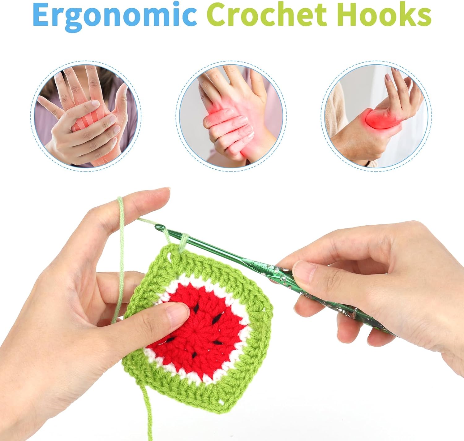 Coopay Crochet Hooks, 2mm Crochet Hook Ergonomic, See-Through Resin Handle with Flowers Inside, Pretty & Pleasant, Ideal for Crocheting Blankets, Dolls, Shawls, Hats, Scarves (B-2.0mm)