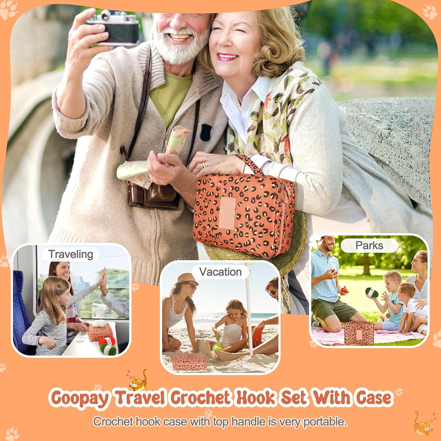 Coopay Crochet Kit Beginners Crochet Hook Set with Crochet Yarn,58PCS Portable Crochet Set Ergonomic Crochet Hooks Travel Knitting Crochet Supplies