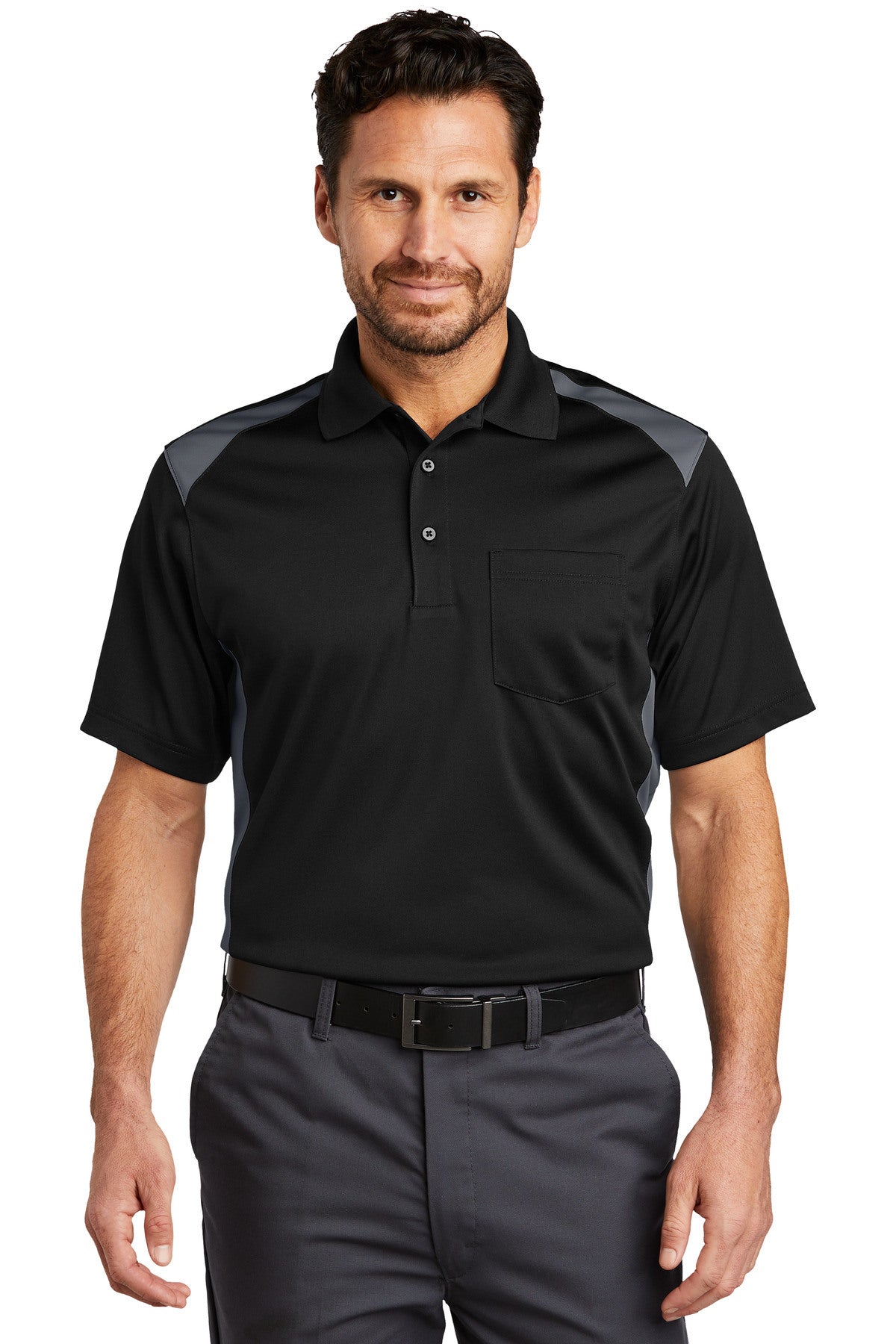 CornerStone Select Snag-Proof Two Way Colorblock Pocket Polo CS416