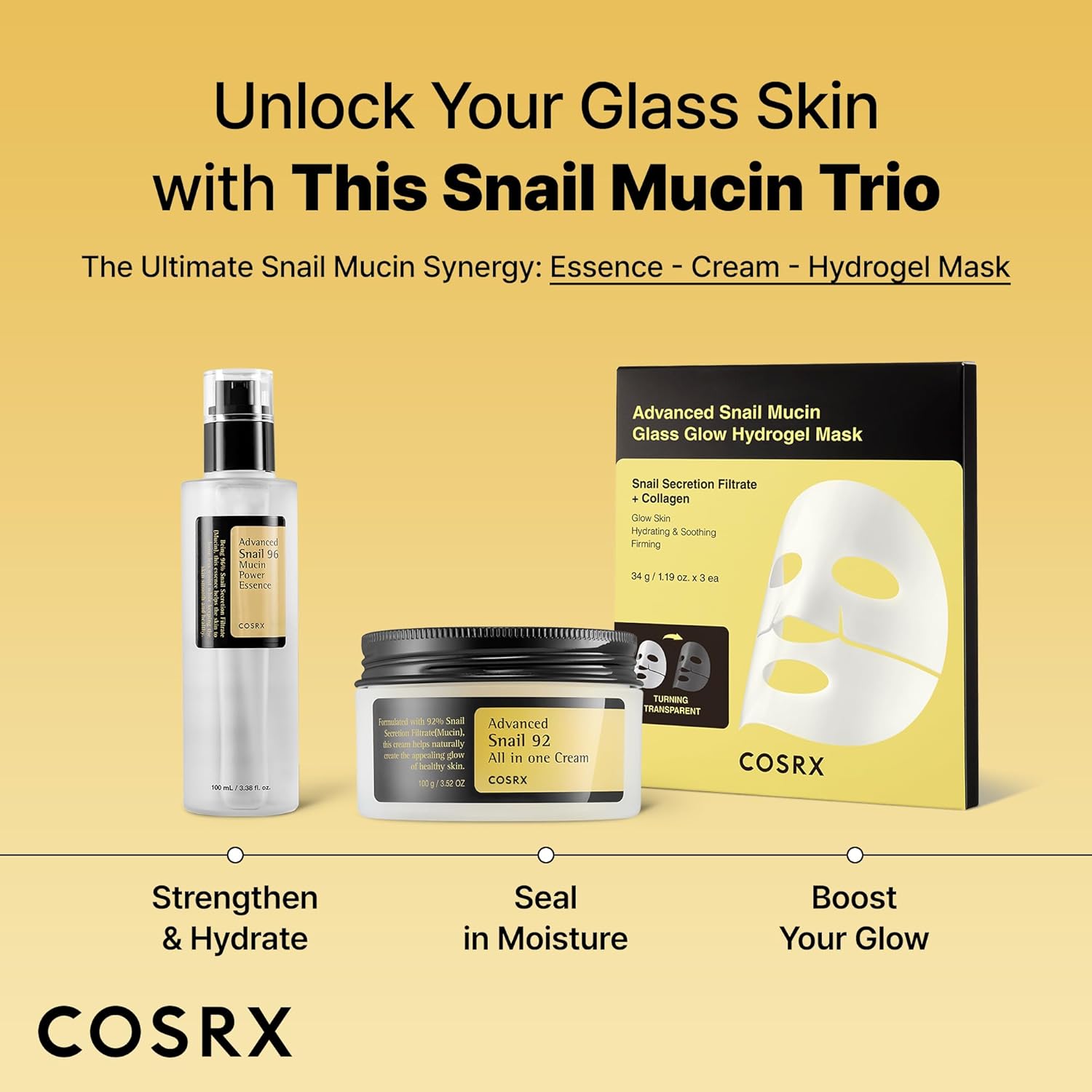 COSRX Snail Mucin 96% Power Repairing Essence 3.38 fl.oz 100ml, Hydrating Serum for Face with Snail Secretion Filtrate for Dull Skin & Fine Lines, Korean Skin Care