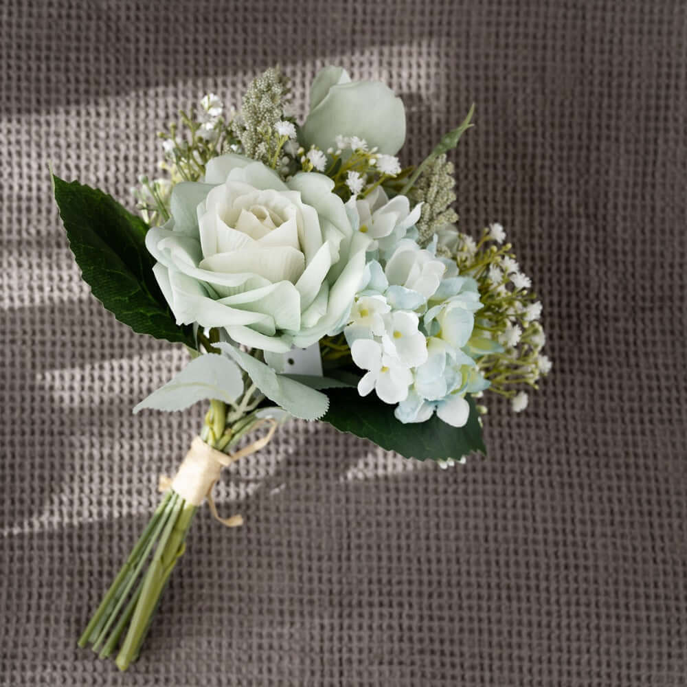 Cottagecore Faux Floral Arrangement with Roses and Wildflowers
