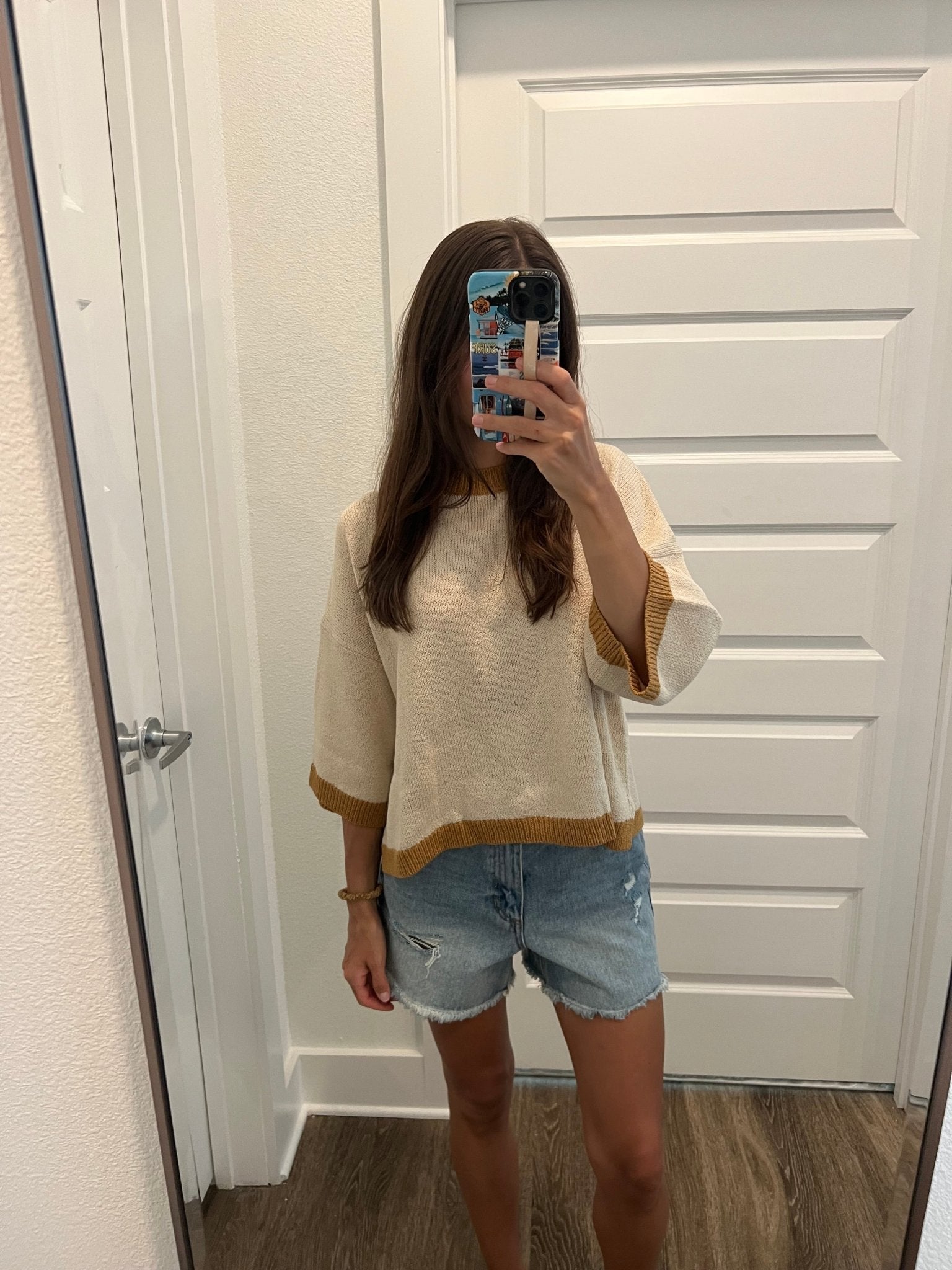 Cream Color Block Pullover Sweater - FINAL SALE