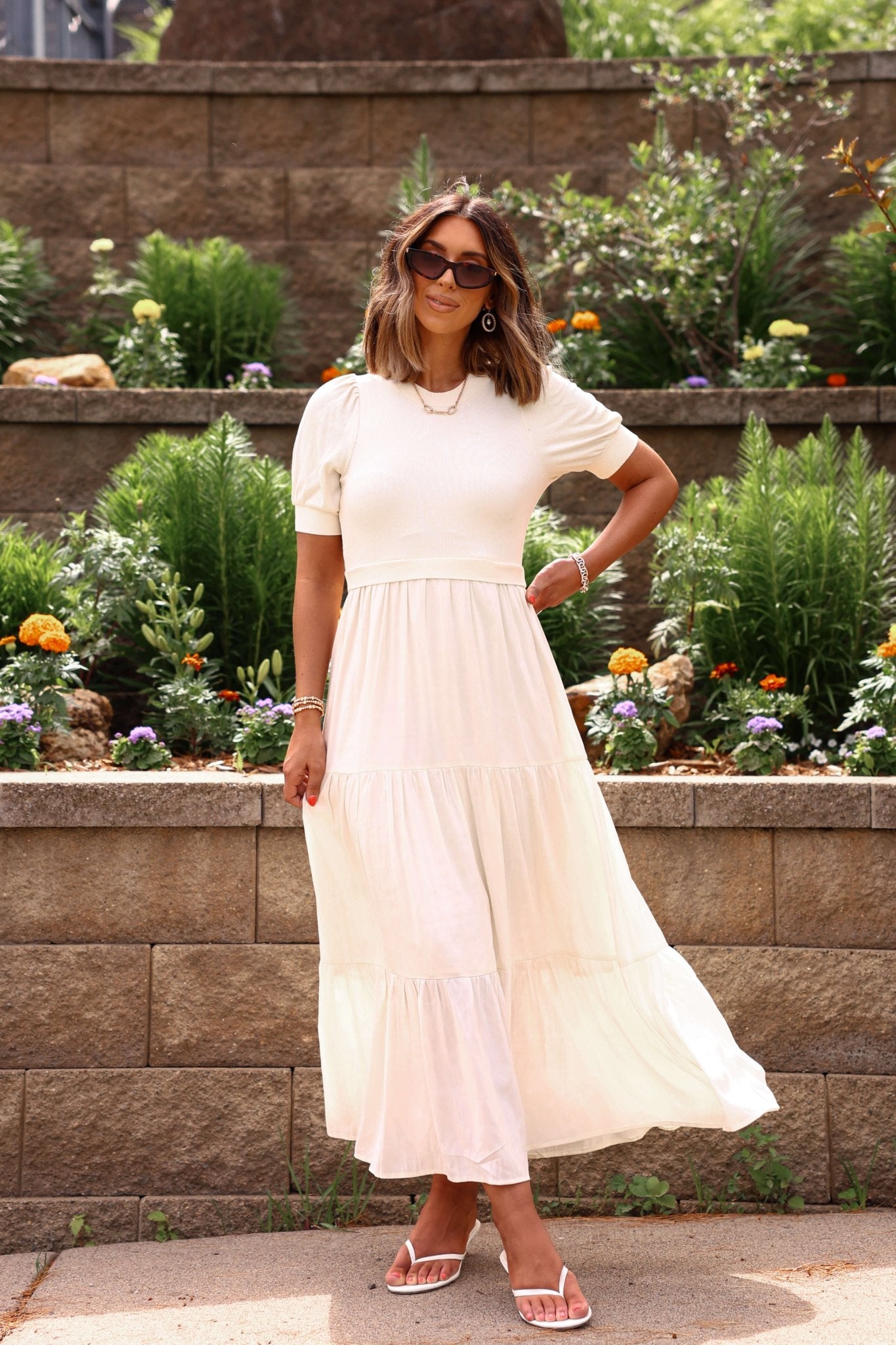 Cream Contrast Tiered Maxi Dress - FINAL SALE