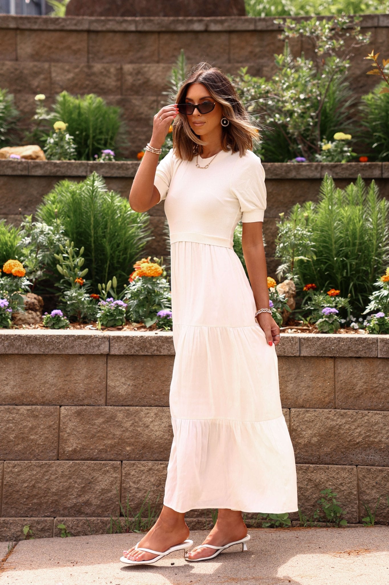 Cream Contrast Tiered Maxi Dress - FINAL SALE