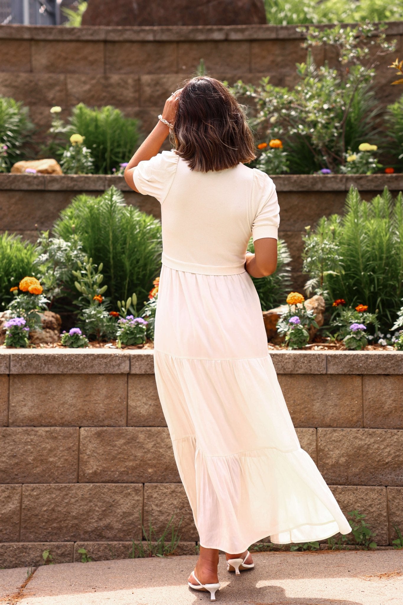 Cream Contrast Tiered Maxi Dress - FINAL SALE