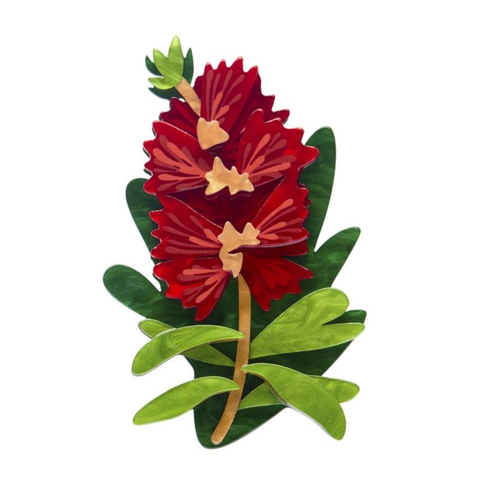 Crimson Bottlebrush Brooch by Erstwilder