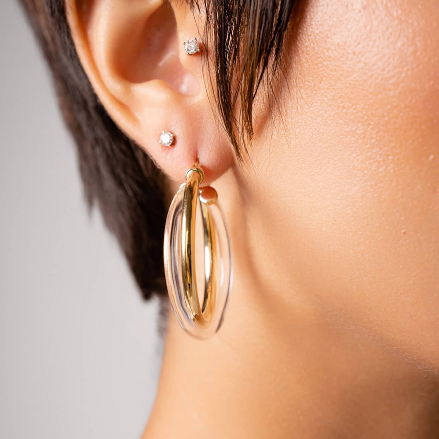 Crossover Lucite Hoop Earrings