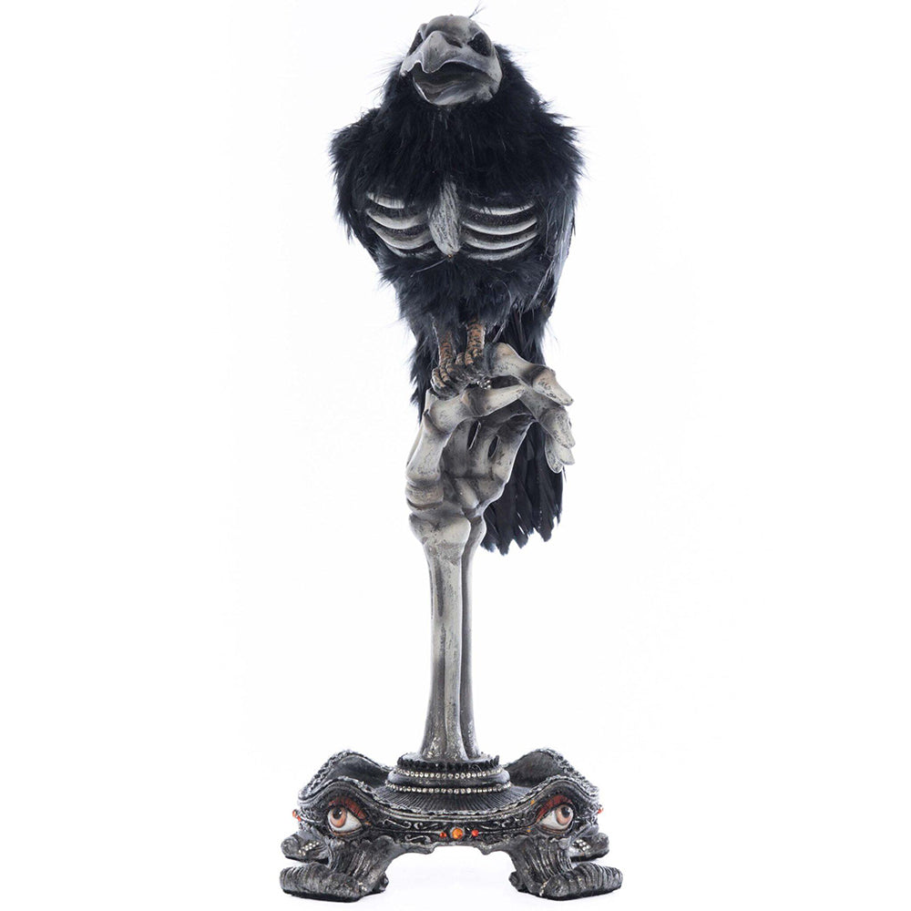 Crow on Skeleton Hand Perch by Katherine's Collection