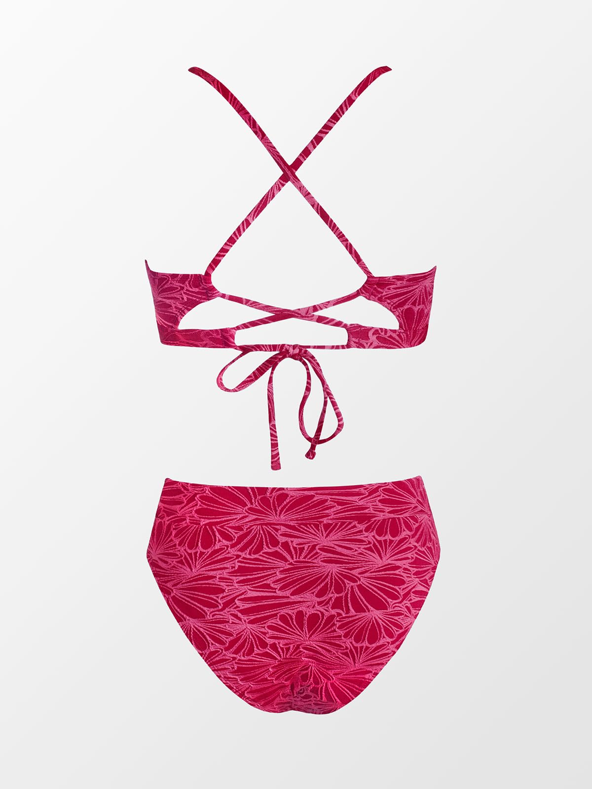 CUPSHE Bikini Set for Women Bathing Suit High Waisted Scalloped V Neck Two Pieces Swimsuit