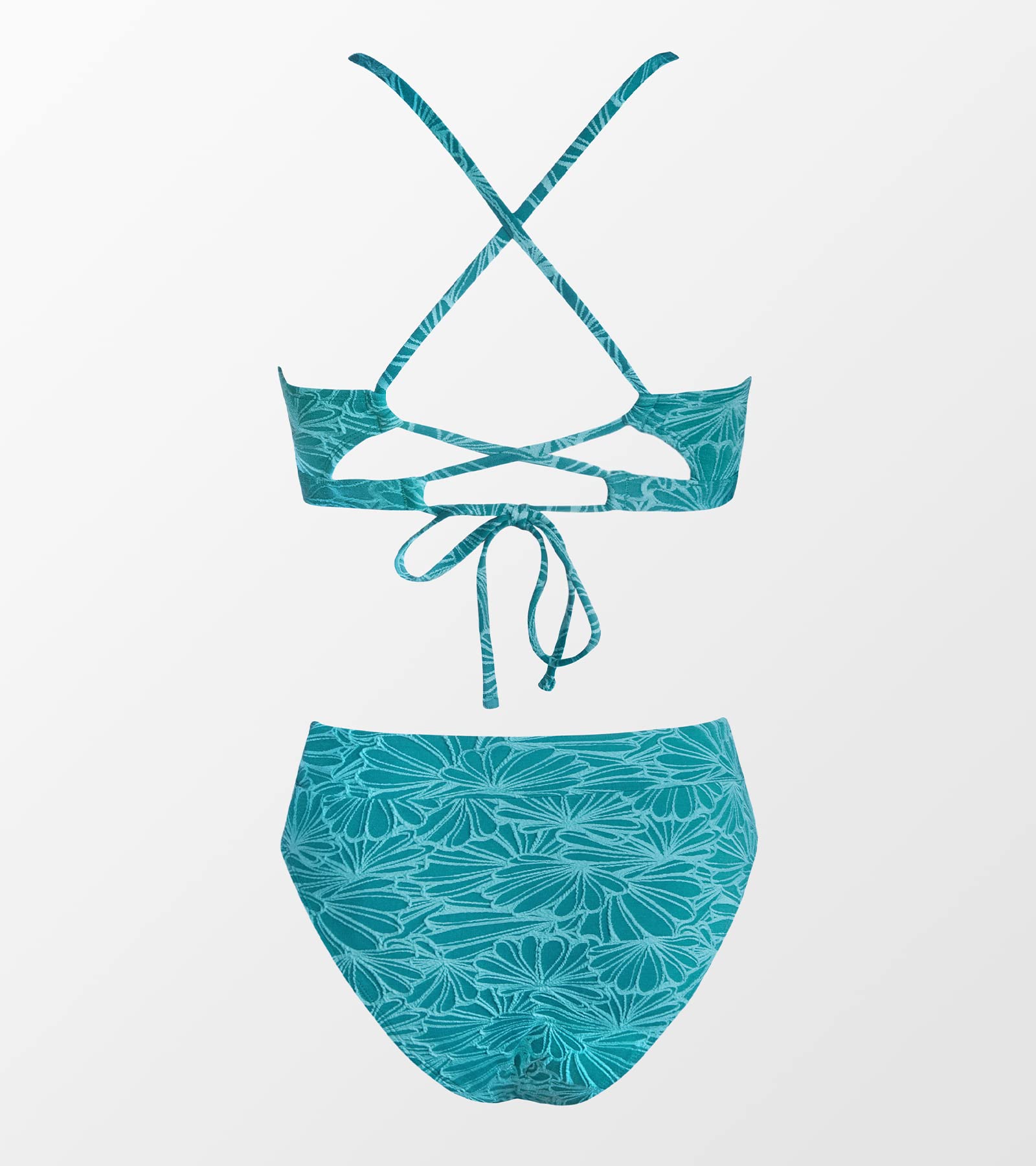 CUPSHE Bikini Set for Women Bathing Suit High Waisted Scalloped V Neck Two Pieces Swimsuit