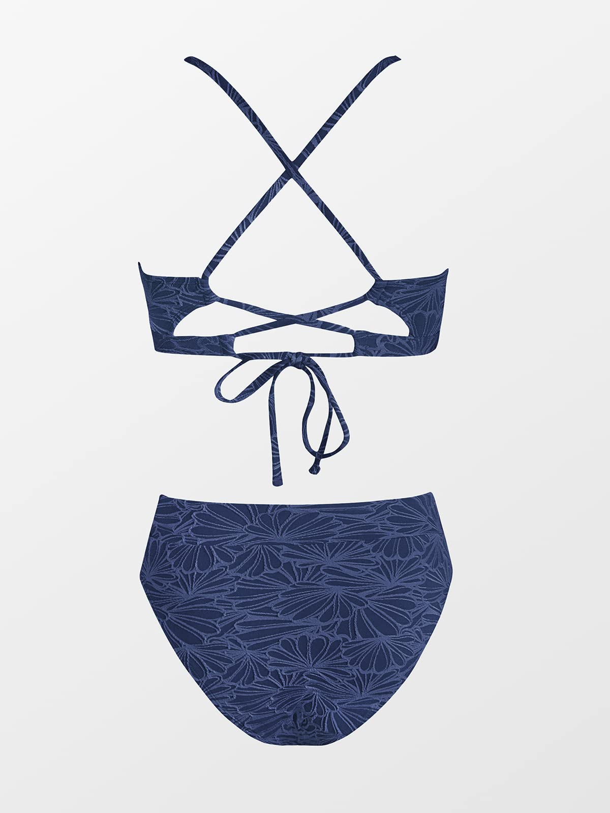 CUPSHE Bikini Set for Women Bathing Suit High Waisted Scalloped V Neck Two Pieces Swimsuit