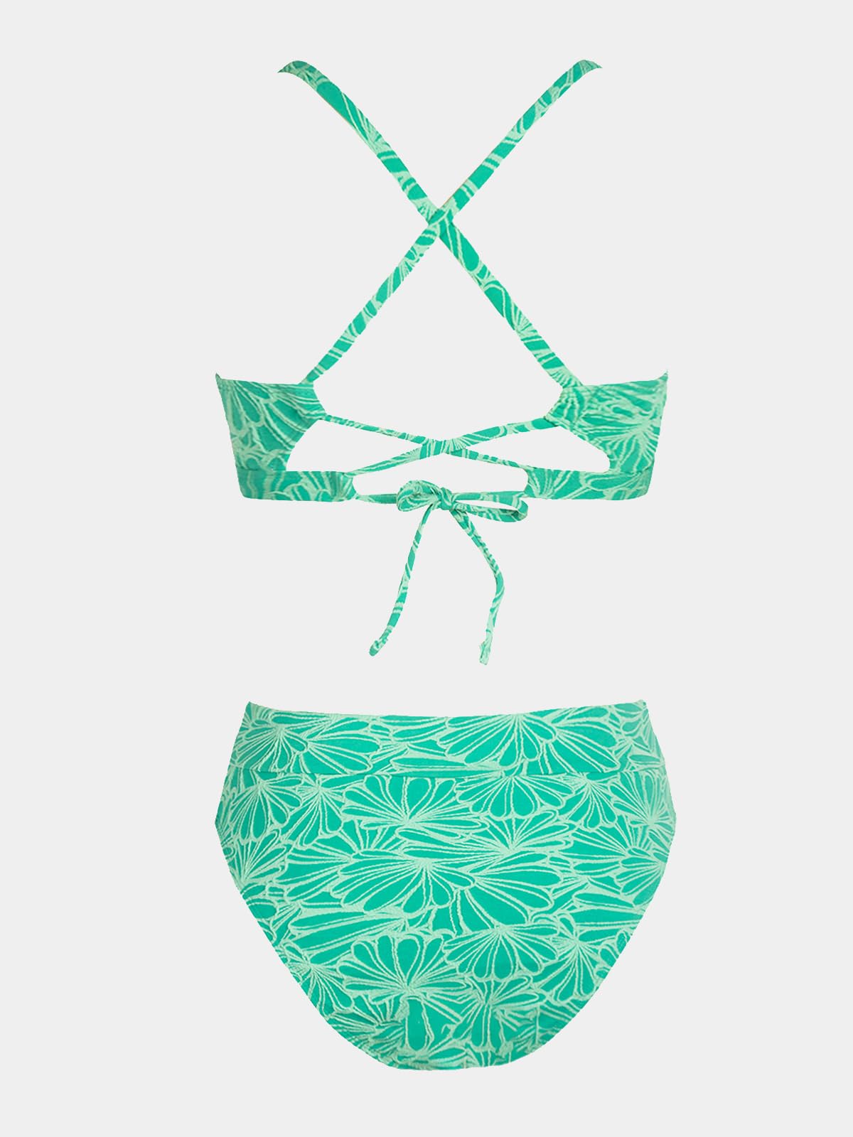 CUPSHE Bikini Set for Women Bathing Suit High Waisted Scalloped V Neck Two Pieces Swimsuit