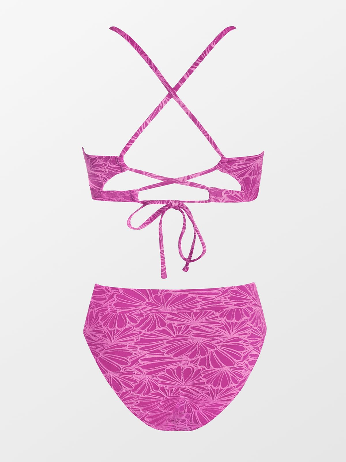 CUPSHE Bikini Set for Women Bathing Suit High Waisted Scalloped V Neck Two Pieces Swimsuit