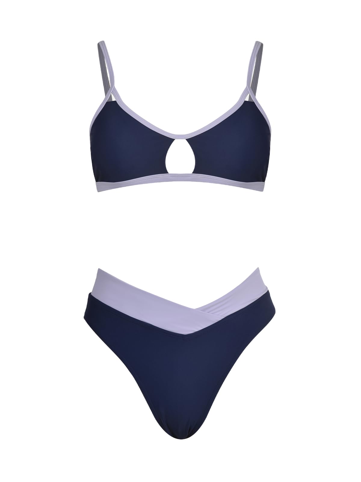 CUPSHE Bikini Set for Women Two Piece Swimsuits Cut Out High Waisted Scoop Neck V Cut Bottom