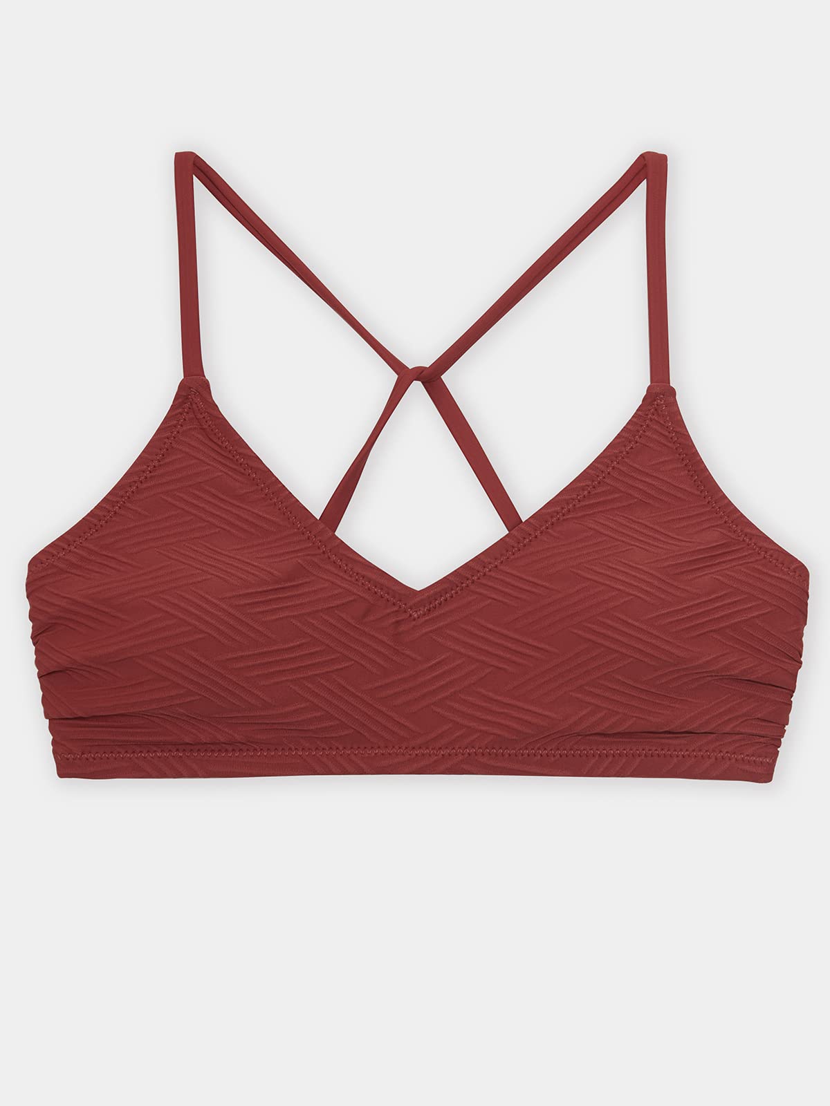 CUPSHE Bikini Top for Women Bathing Suit Criss Cross Self Tie Spaghetti Straps V Neck