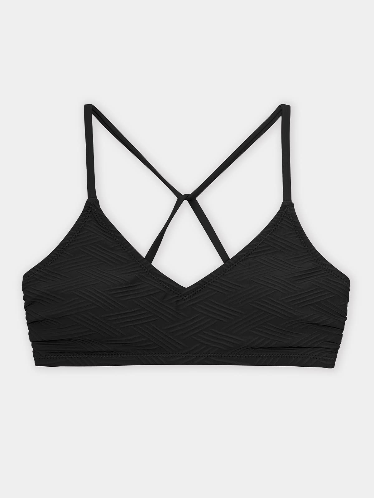 CUPSHE Bikini Top for Women Bathing Suit Criss Cross Self Tie Spaghetti Straps V Neck