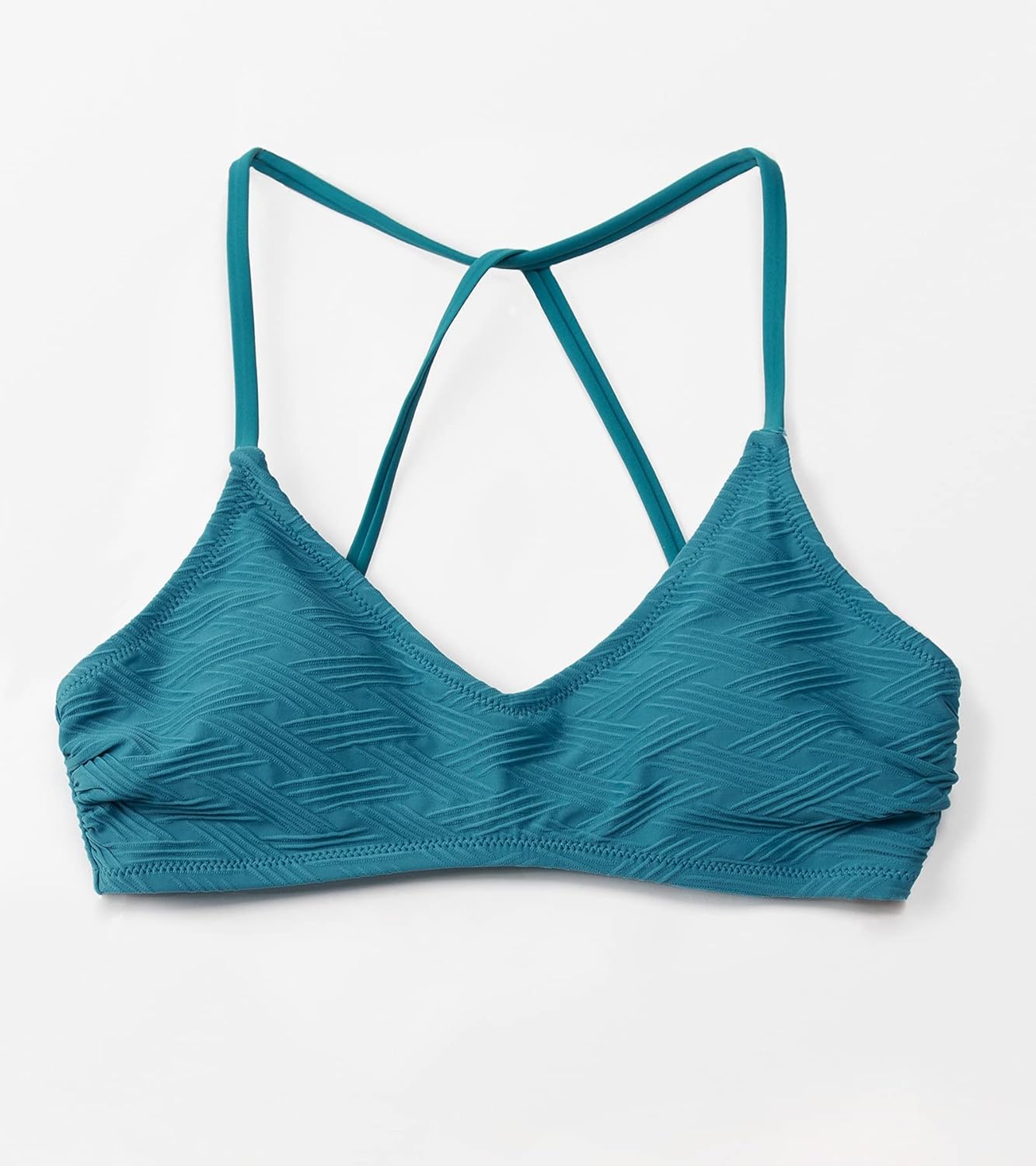 CUPSHE Bikini Top for Women Bathing Suit Criss Cross Self Tie Spaghetti Straps V Neck