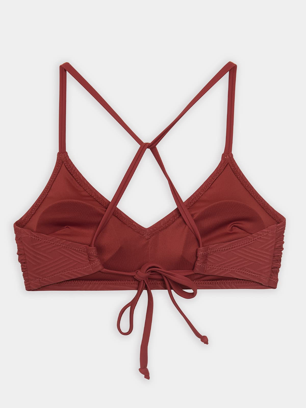 CUPSHE Bikini Top for Women Bathing Suit Criss Cross Self Tie Spaghetti Straps V Neck