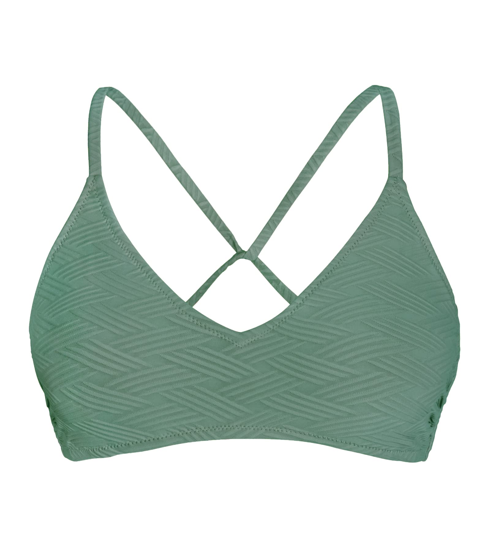 CUPSHE Bikini Top for Women Bathing Suit Criss Cross Self Tie Spaghetti Straps V Neck