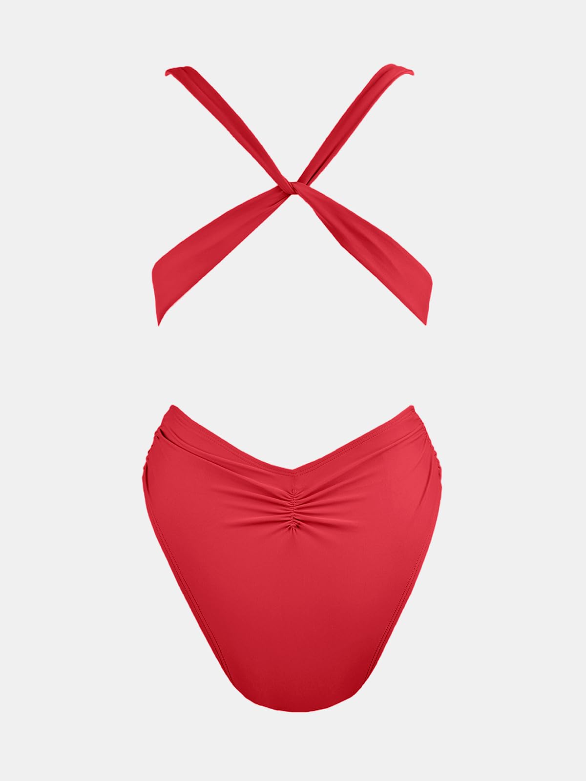 CUPSHE One Piece Swimsuit for Women Bathing Suit Cut Out Cross Back Tie Deep V Neck Ruched High Cut