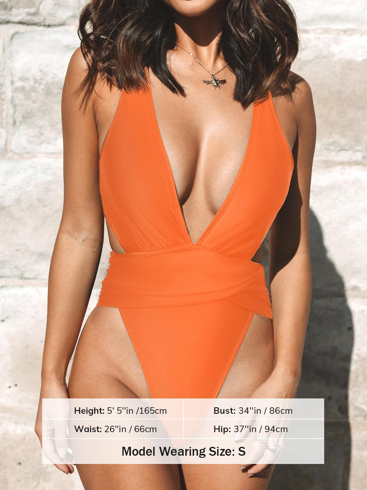 CUPSHE One Piece Swimsuit for Women Bathing Suit Cut Out Cross Back Tie Deep V Neck Ruched High Cut