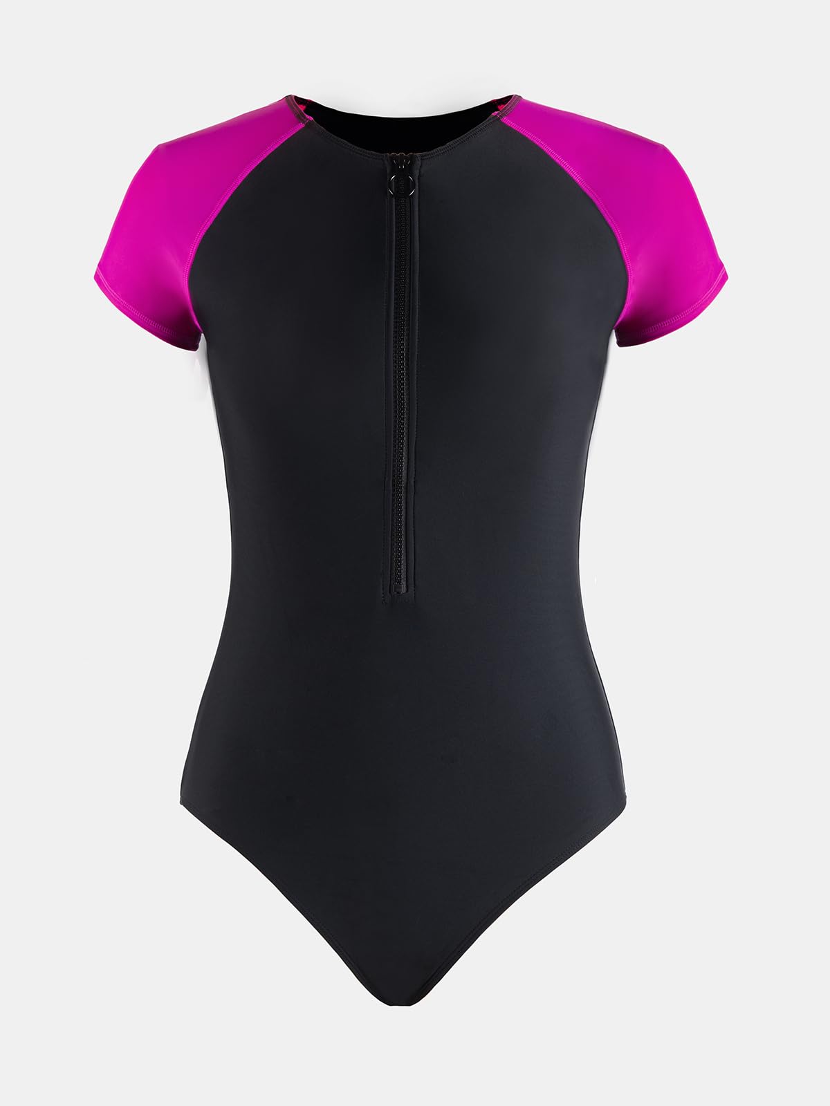 CUPSHE One Piece Swimsuit for Women Mock Neck Zipper Short Sleeve Bathing Suit