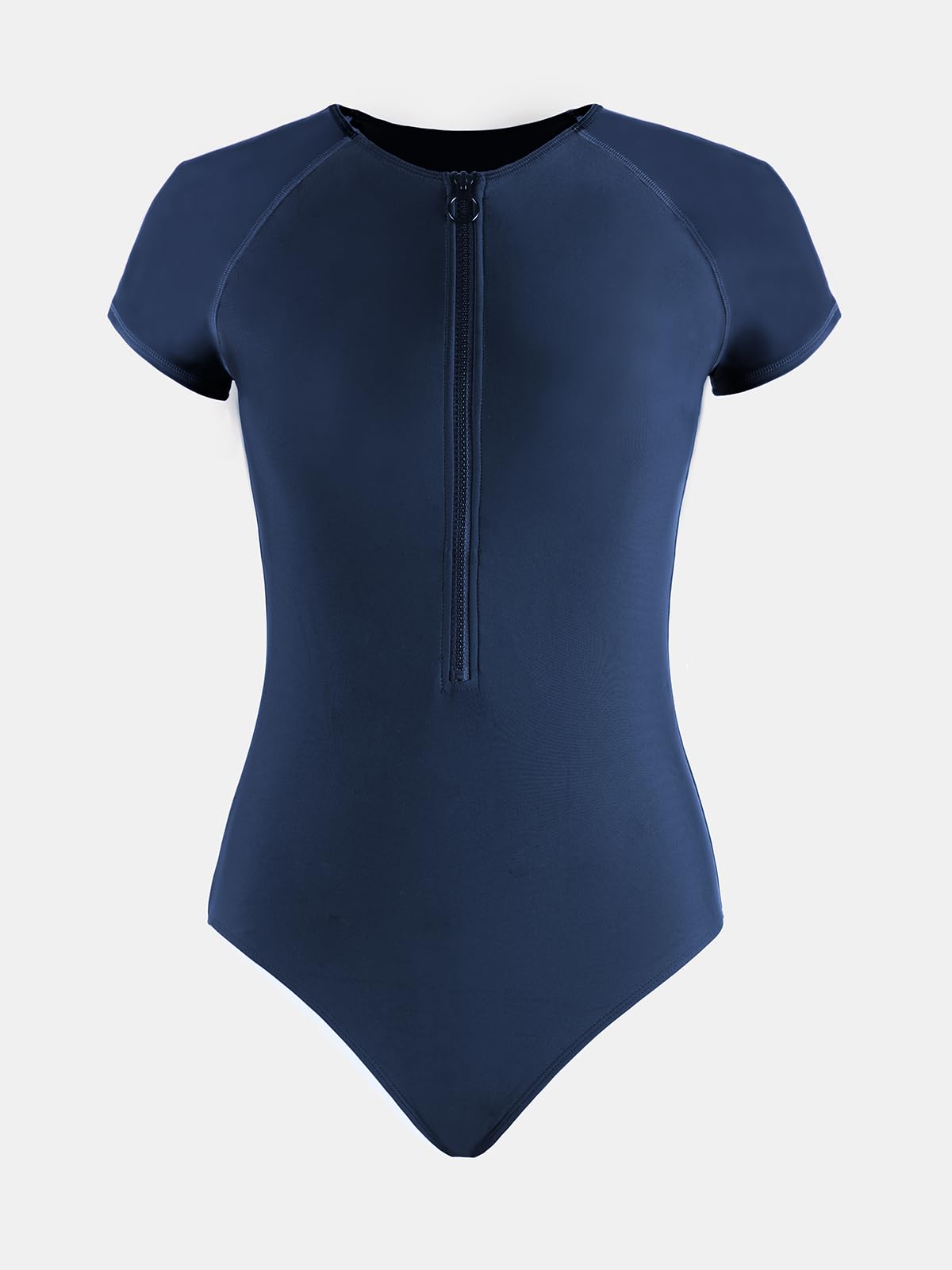 CUPSHE One Piece Swimsuit for Women Mock Neck Zipper Short Sleeve Bathing Suit