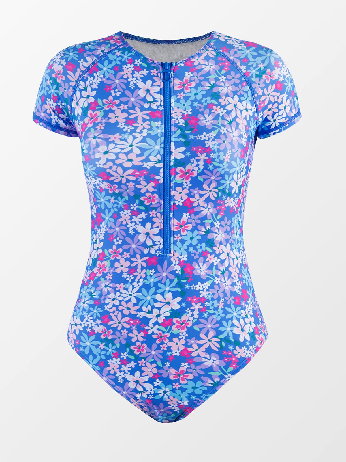 CUPSHE One Piece Swimsuit for Women Mock Neck Zipper Short Sleeve Bathing Suit