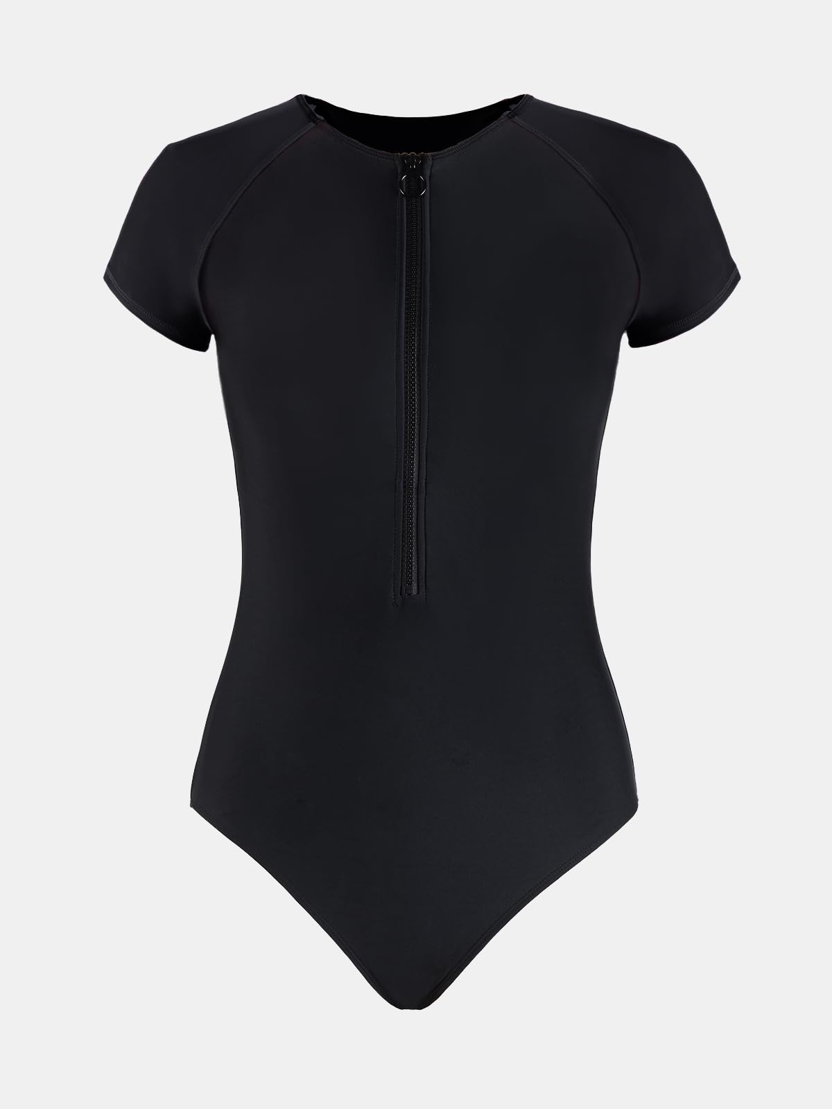 CUPSHE One Piece Swimsuit for Women Mock Neck Zipper Short Sleeve Bathing Suit