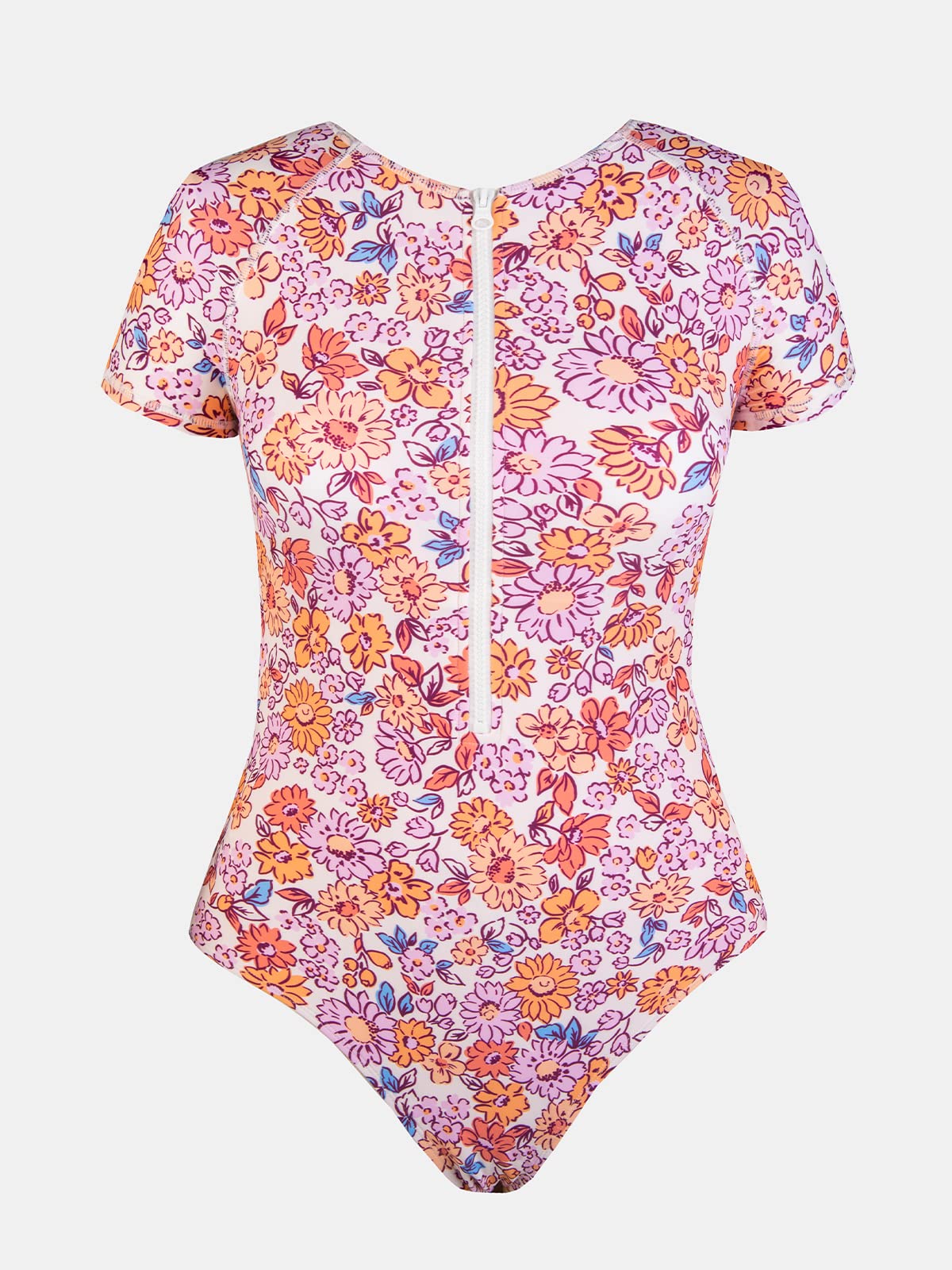 CUPSHE One Piece Swimsuit for Women Mock Neck Zipper Short Sleeve Bathing Suit