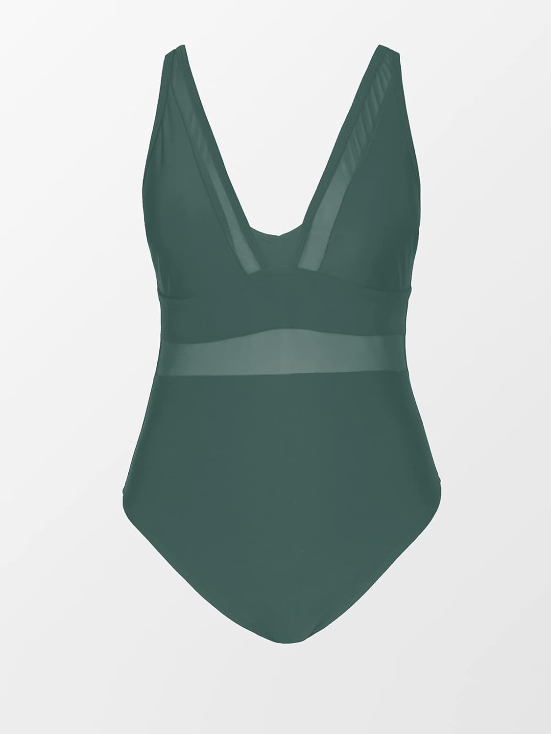 CUPSHE Women Plus Size One Piece Swimsuit V Neck Mesh Sheer Tummy Control Bathing Suit with Adjustable Wide Straps