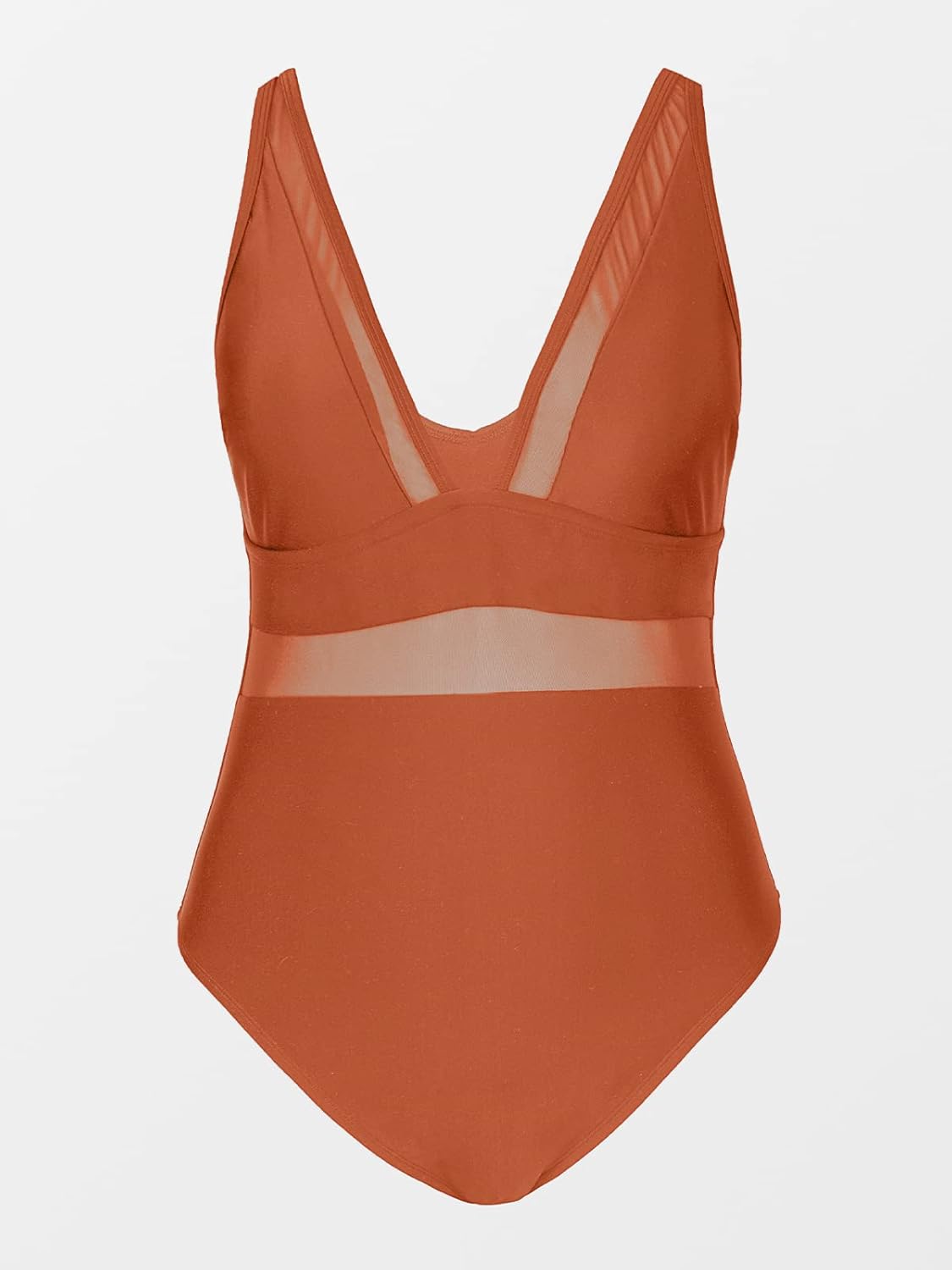 CUPSHE Women Plus Size One Piece Swimsuit V Neck Mesh Sheer Tummy Control Bathing Suit with Adjustable Wide Straps