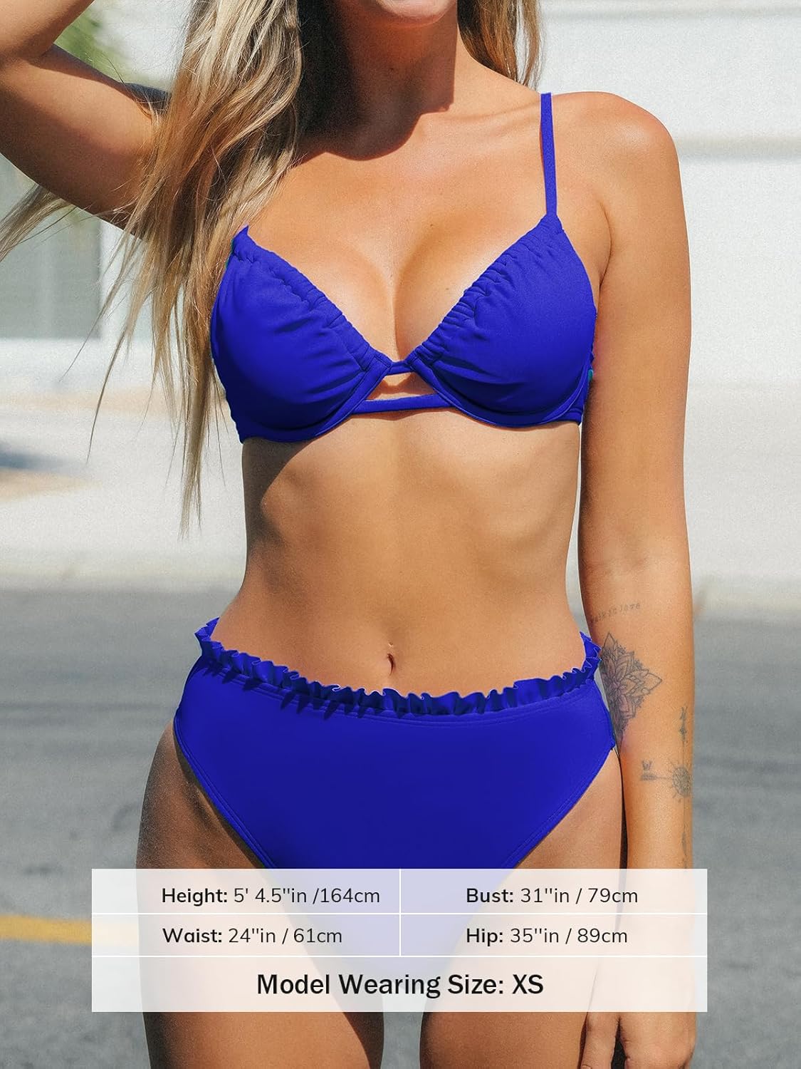 CUPSHE Women Swimsuit Bikini Set High Waisted Push Up Cheeky Drawstring Two Piece Bathing Suit