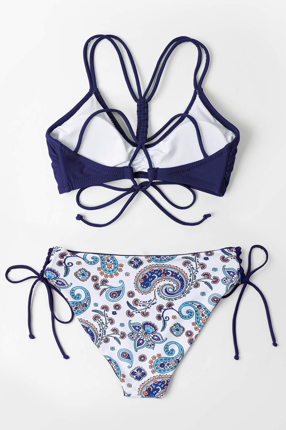 CUPSHE Women's 2 Piece Bikini Set Back Braided Straps with Reversible Bottom