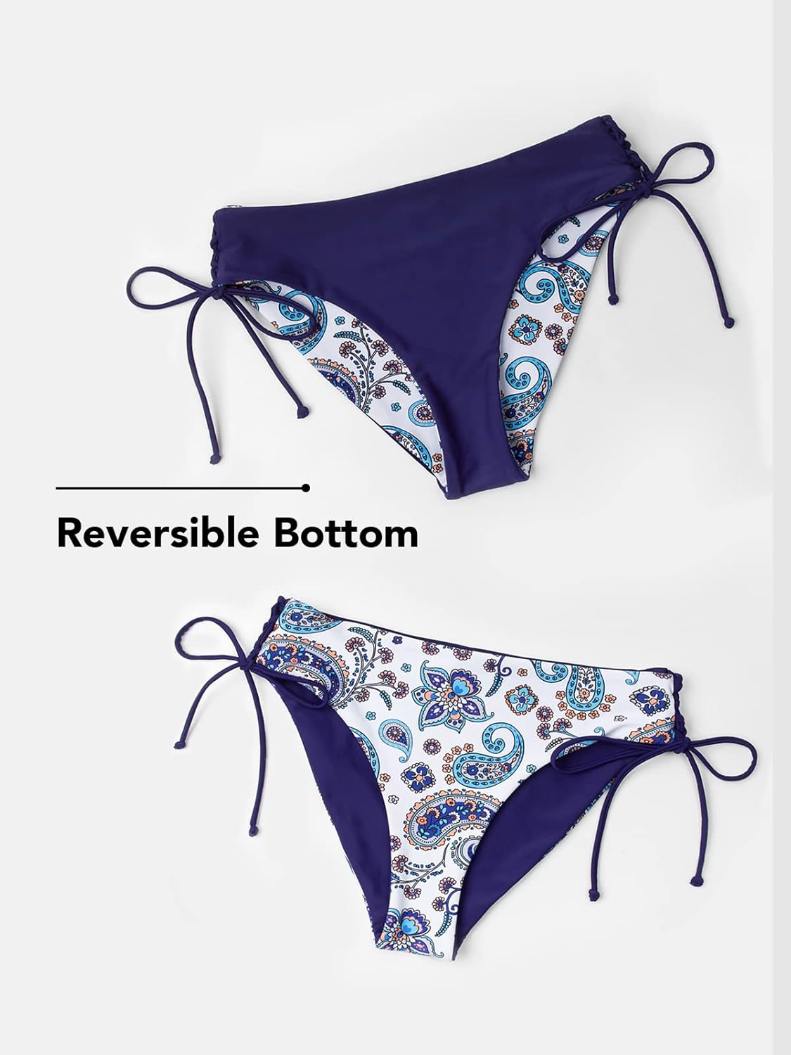 CUPSHE Women's 2 Piece Bikini Set Back Braided Straps with Reversible Bottom