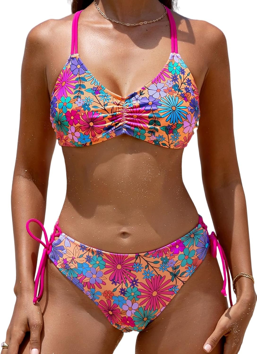 CUPSHE Women's 2 Piece Bikini Set Back Braided Straps with Reversible Bottom