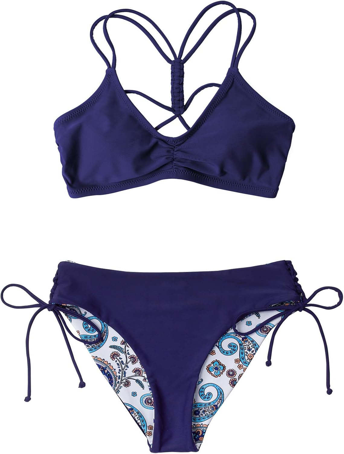 CUPSHE Women's 2 Piece Bikini Set Back Braided Straps with Reversible Bottom