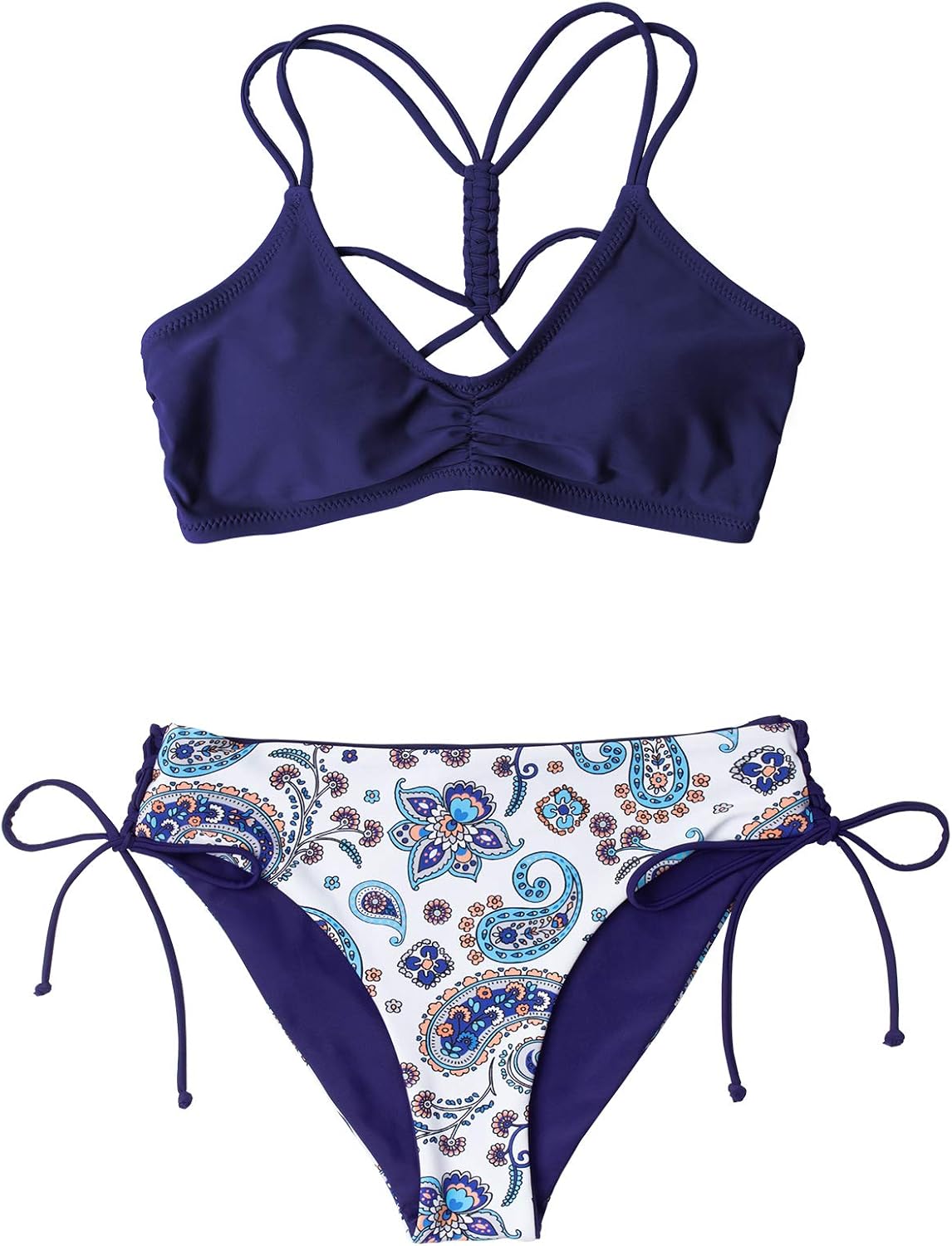 CUPSHE Women's 2 Piece Bikini Set Back Braided Straps with Reversible Bottom