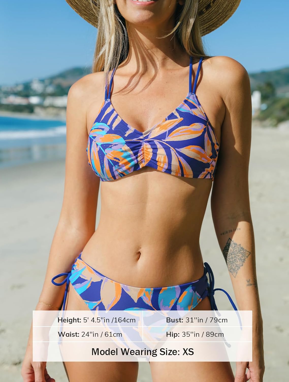 CUPSHE Women's 2 Piece Bikini Set Back Braided Straps with Reversible Bottom