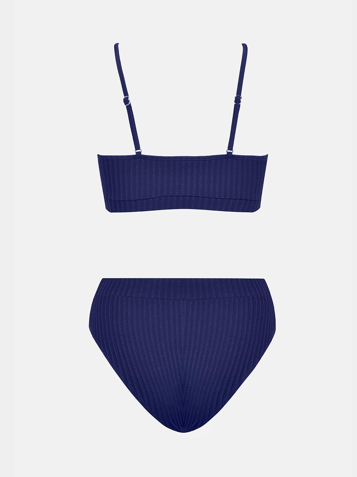 CUPSHE Women's Bikini Set Two Piece Swimsuits High Waisted Scoop Neck Spaghetti Adjustable Straps Textured