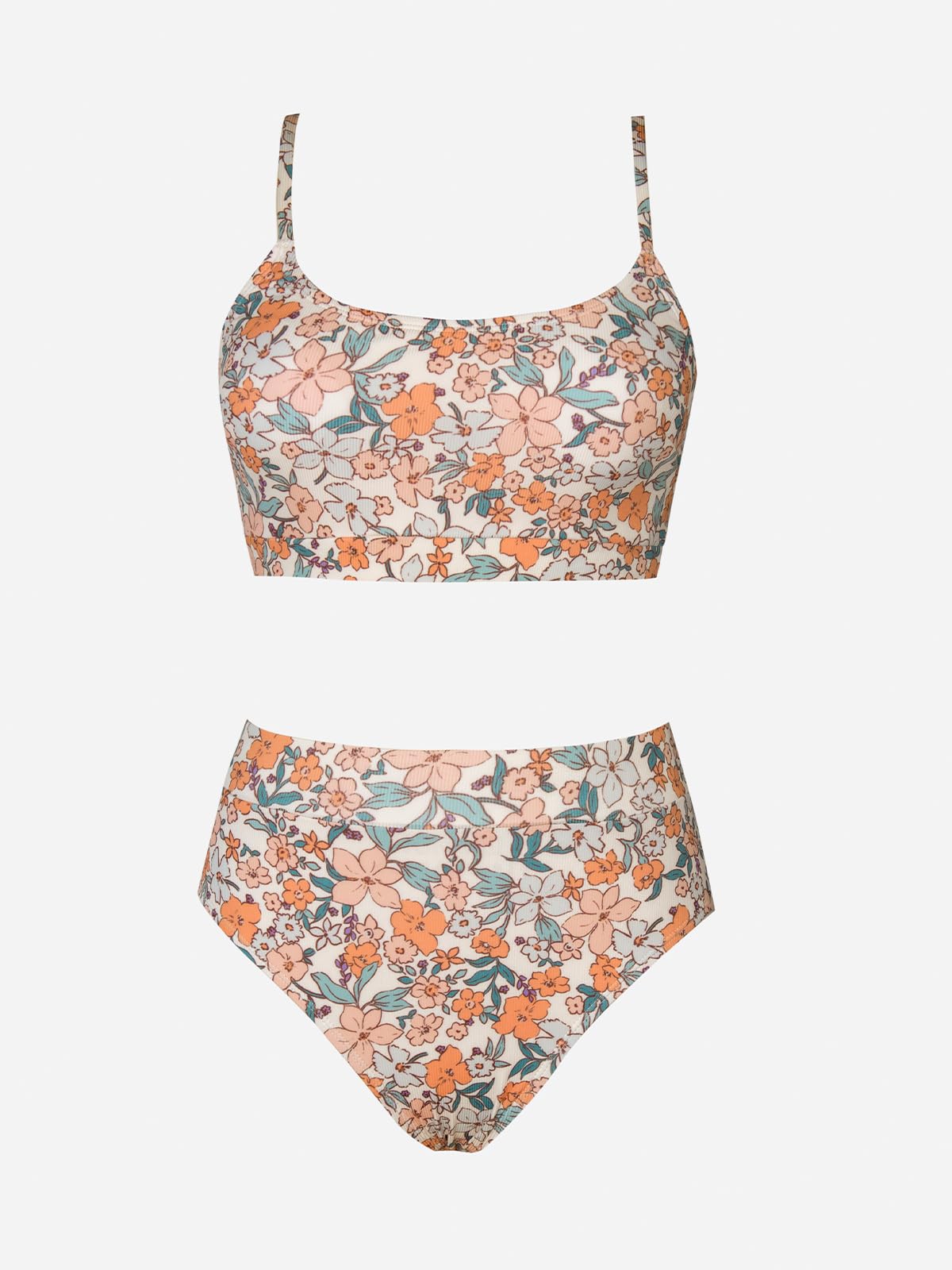 CUPSHE Women's Bikini Set Two Piece Swimsuits High Waisted Scoop Neck Spaghetti Adjustable Straps Textured