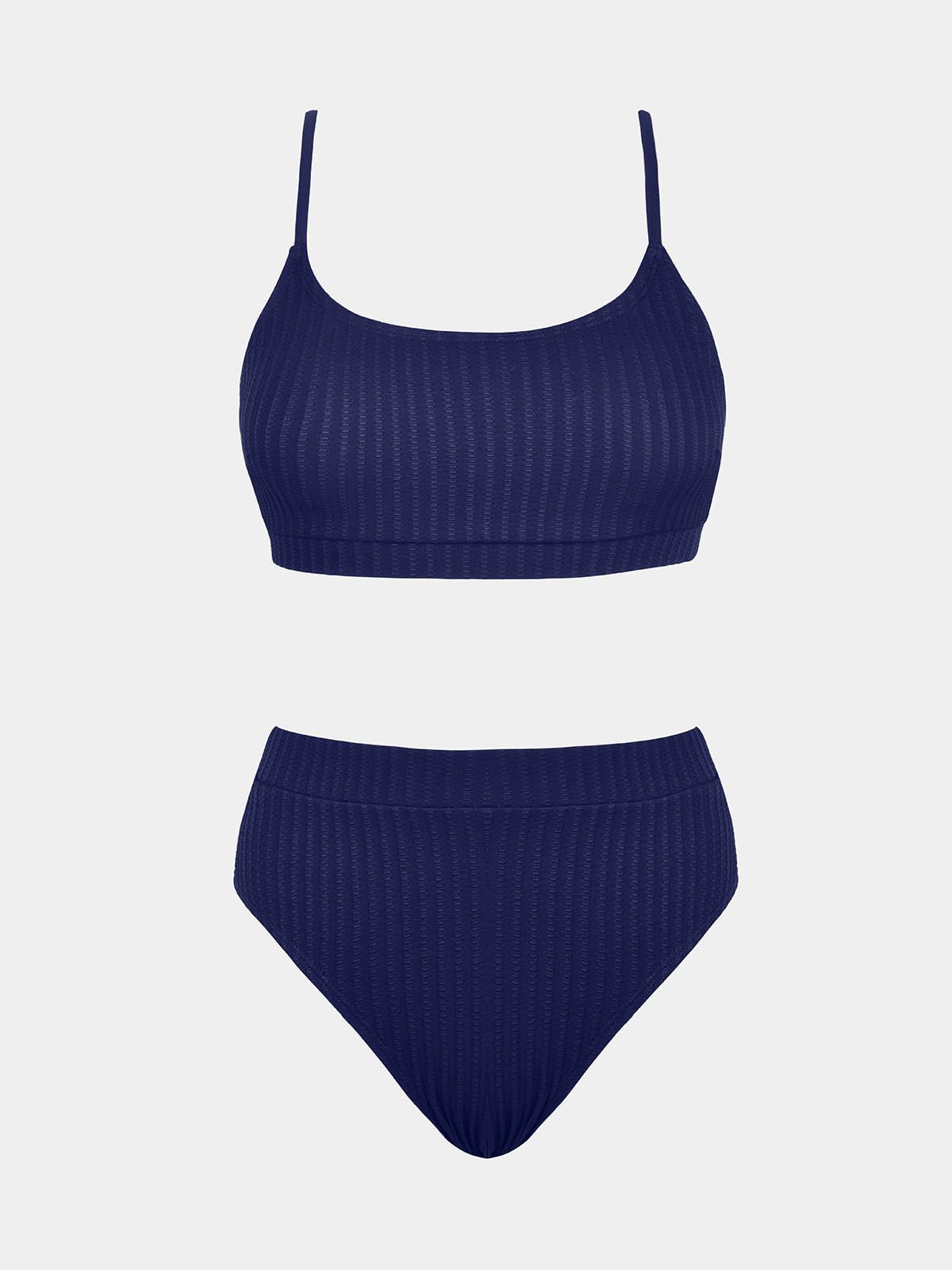 CUPSHE Women's Bikini Set Two Piece Swimsuits High Waisted Scoop Neck Spaghetti Adjustable Straps Textured