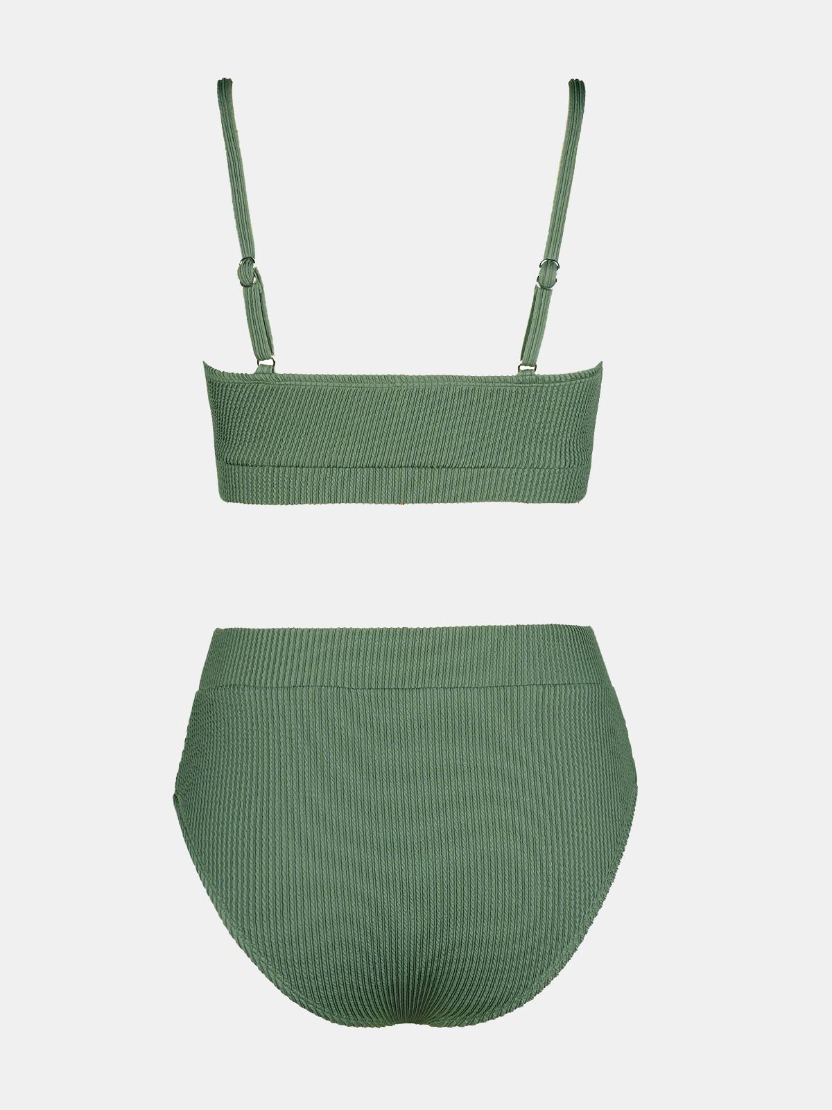 CUPSHE Women's Bikini Set Two Piece Swimsuits High Waisted Scoop Neck Spaghetti Adjustable Straps Textured