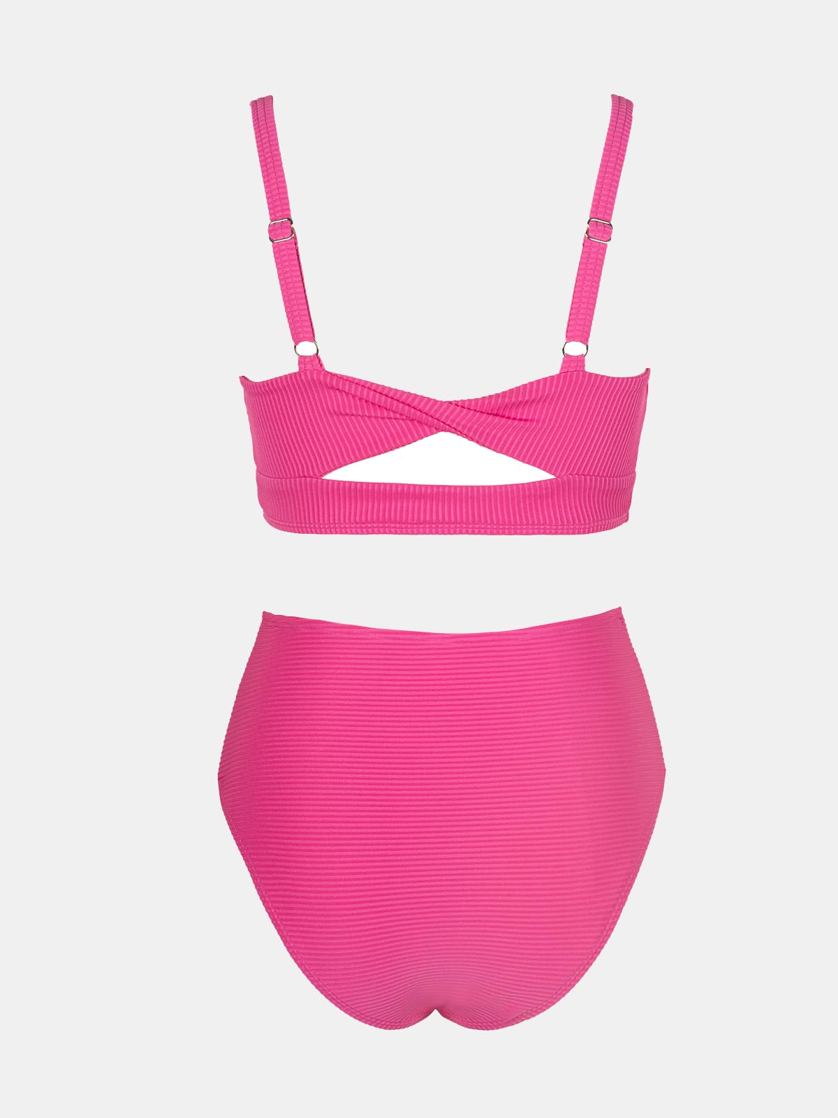 CUPSHE Women's Bikini Sets Two Piece Bathing Suit High Waisted Square Neck Adjustable Straps Ruched