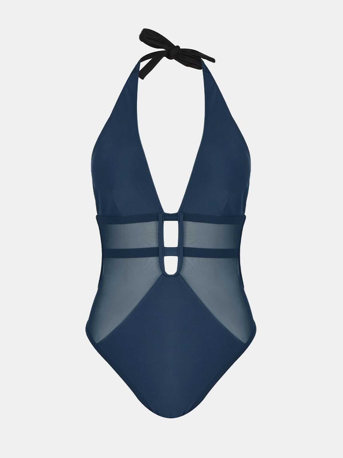 CUPSHE Women's One Piece Swimsuit Bathing Suit Deep V Neck Halter Back Tie Mesh Swimwear