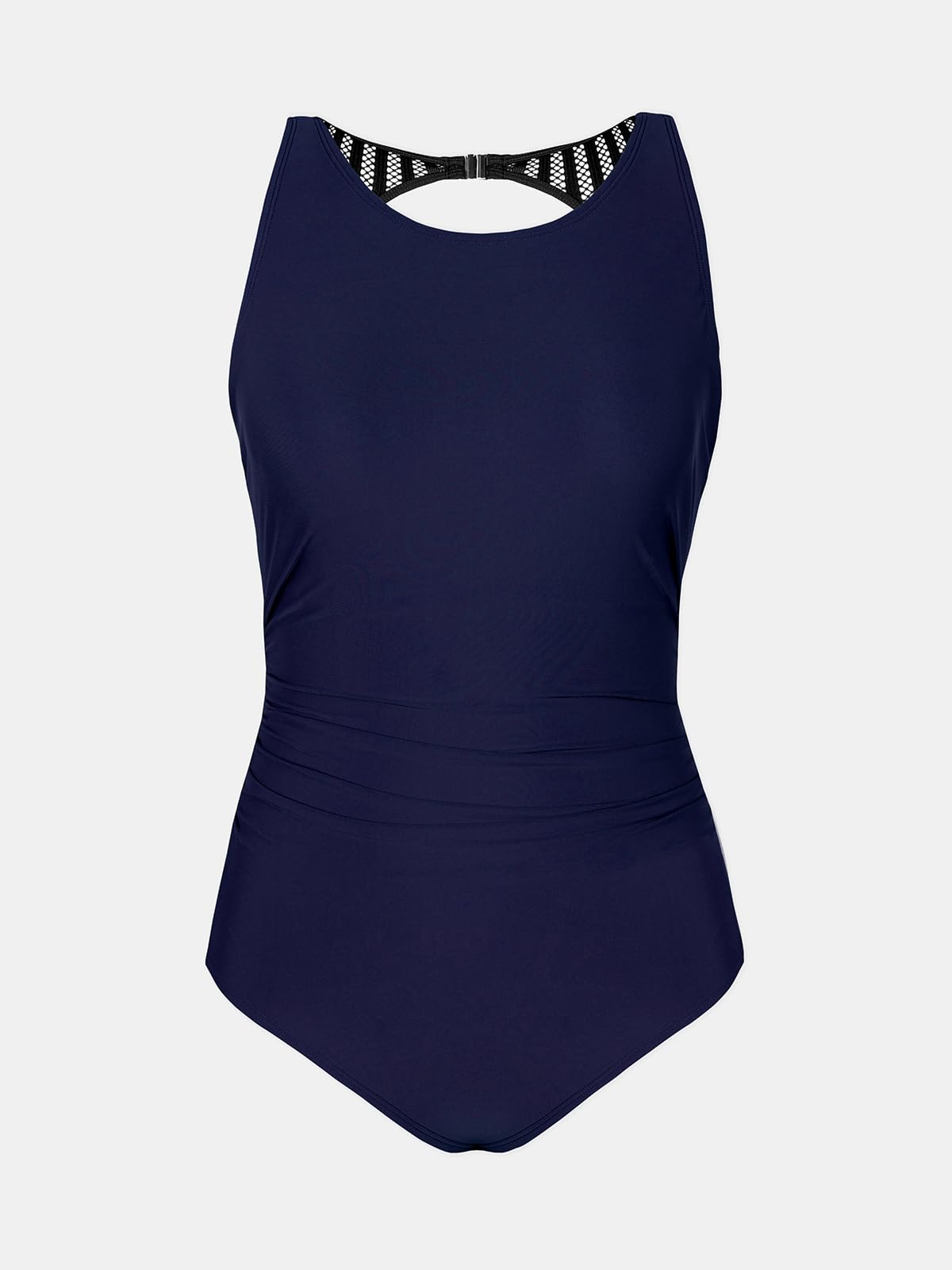 CUPSHE Women's One Piece Swimsuit Bathing Suit Tummy Control High Neck Cutout Back Hook Mesh Swimwear