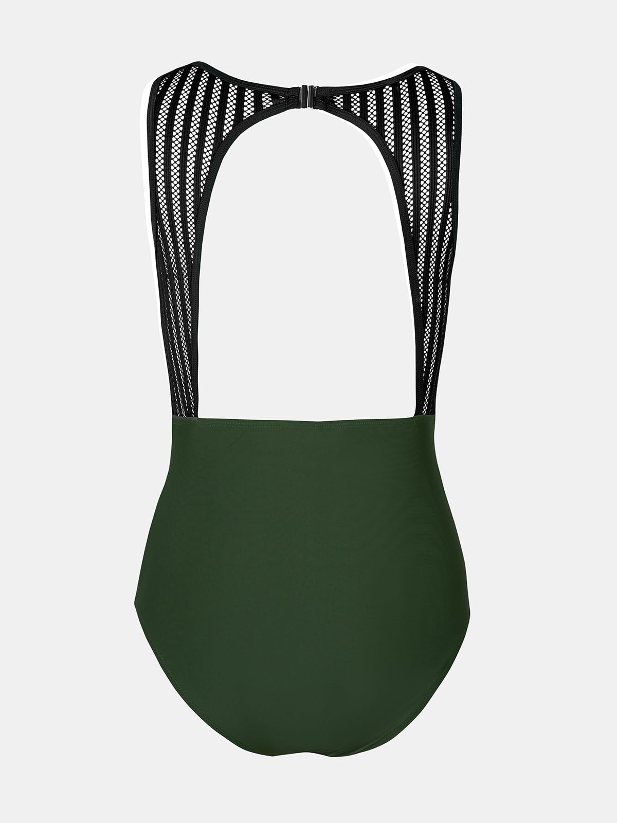 CUPSHE Women's One Piece Swimsuit Bathing Suit Tummy Control High Neck Cutout Back Hook Mesh Swimwear