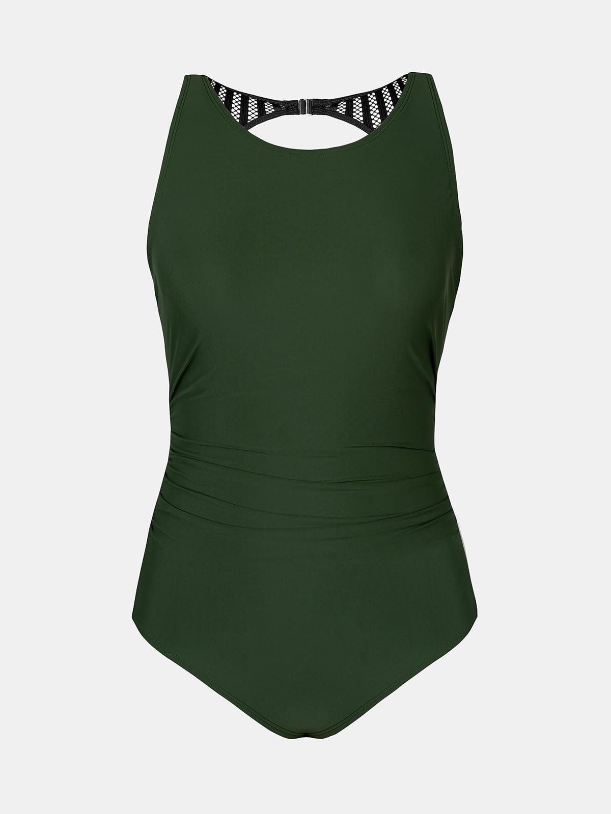 CUPSHE Women's One Piece Swimsuit Bathing Suit Tummy Control High Neck Cutout Back Hook Mesh Swimwear