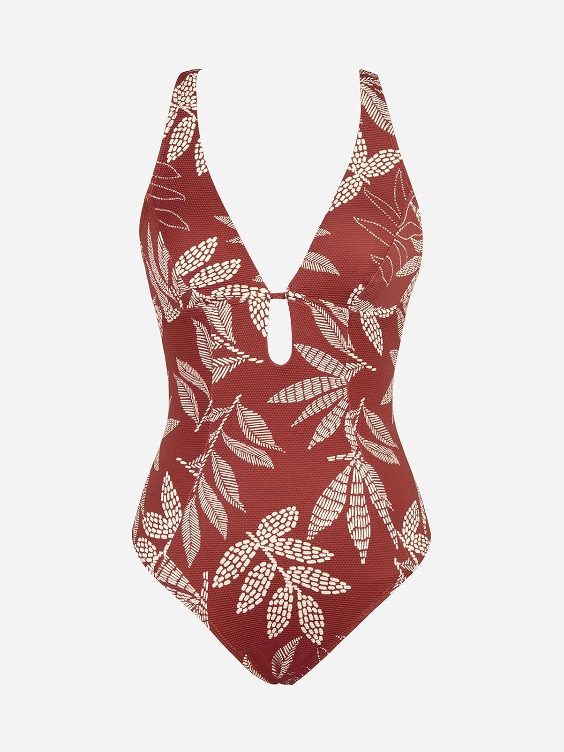 CUPSHE Women's One Piece Swimsuit Deep V Neck Keyhole Cutout O Ring Textured Bathing Suit