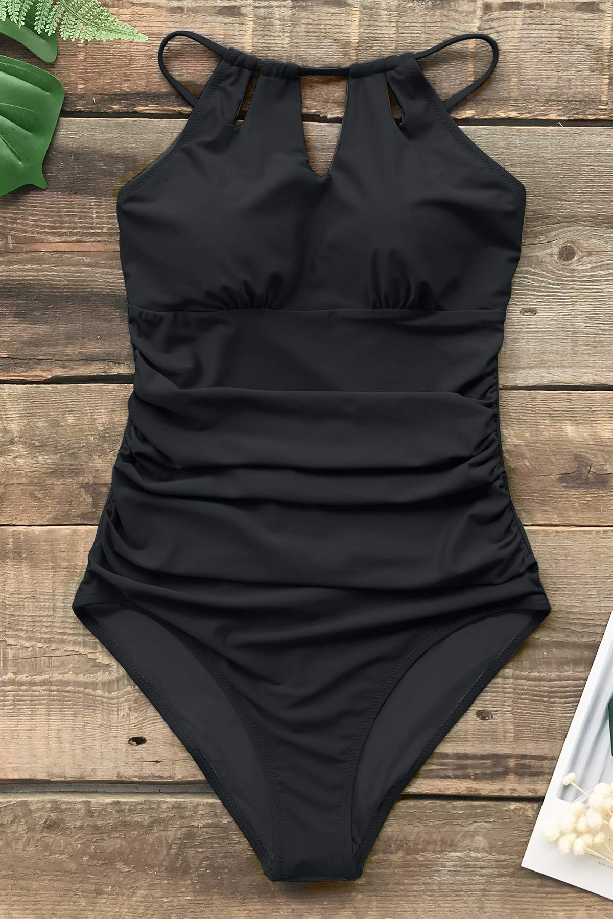 CUPSHE Women's One Piece Swimsuit High Neck Tummy Control Swimwear Bathing Suit